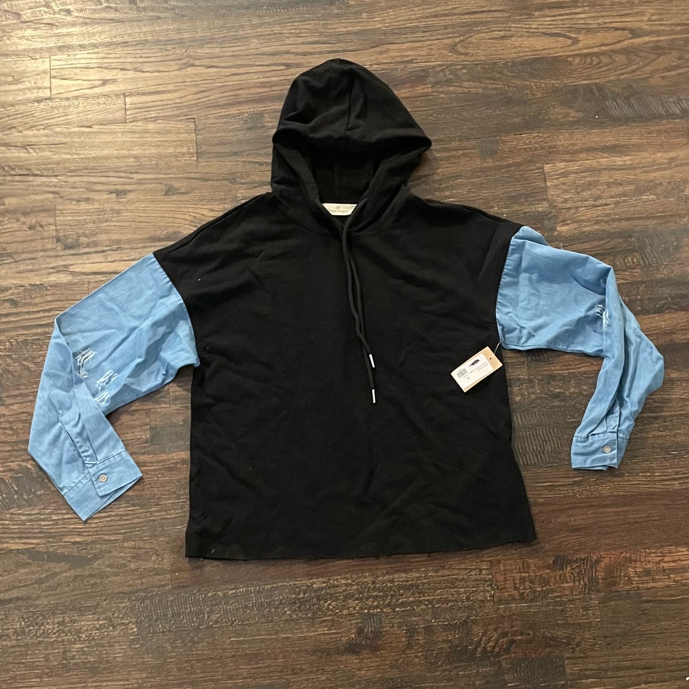 NEW!!! Black and denim hoodie (M)